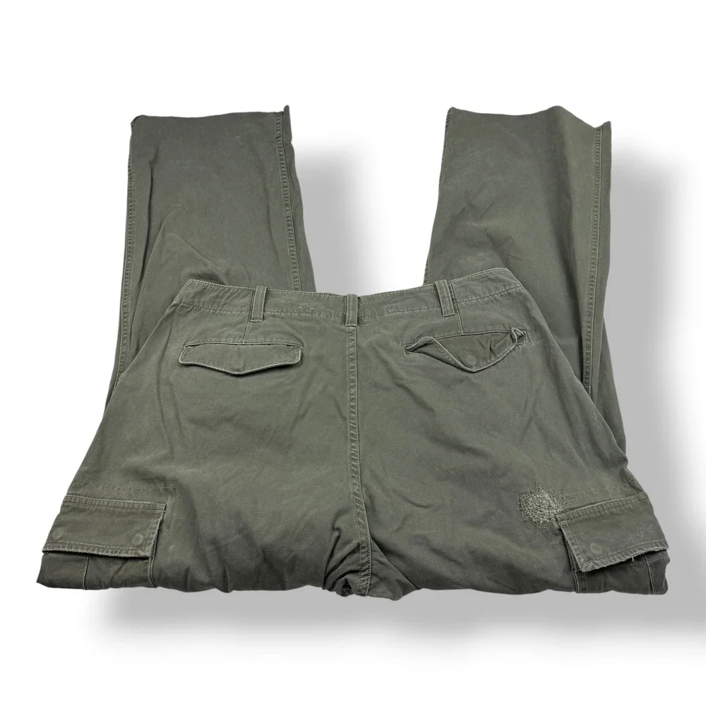 American‎ Eagle Mens Cargo Pants 36x33 Olive Green Distressed Military Cotton